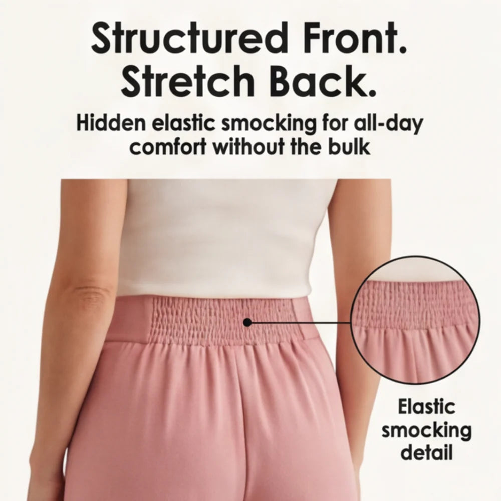 Zela Roma Eleganza  – High Waist Wide Leg Trousers with Chain Accent