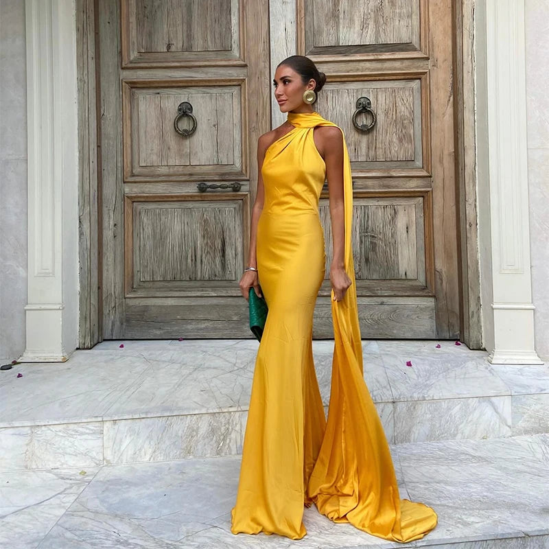 Zela Milano™ | Elegant Satin Ribbon Maxi Dress