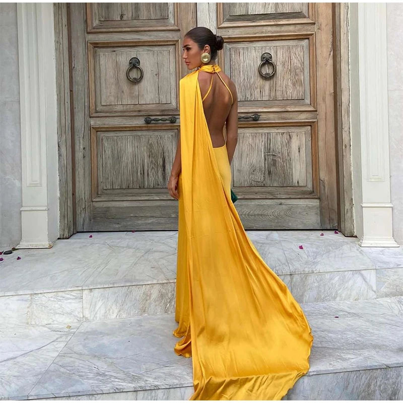 Zela Milano™ | Elegant Satin Ribbon Maxi Dress
