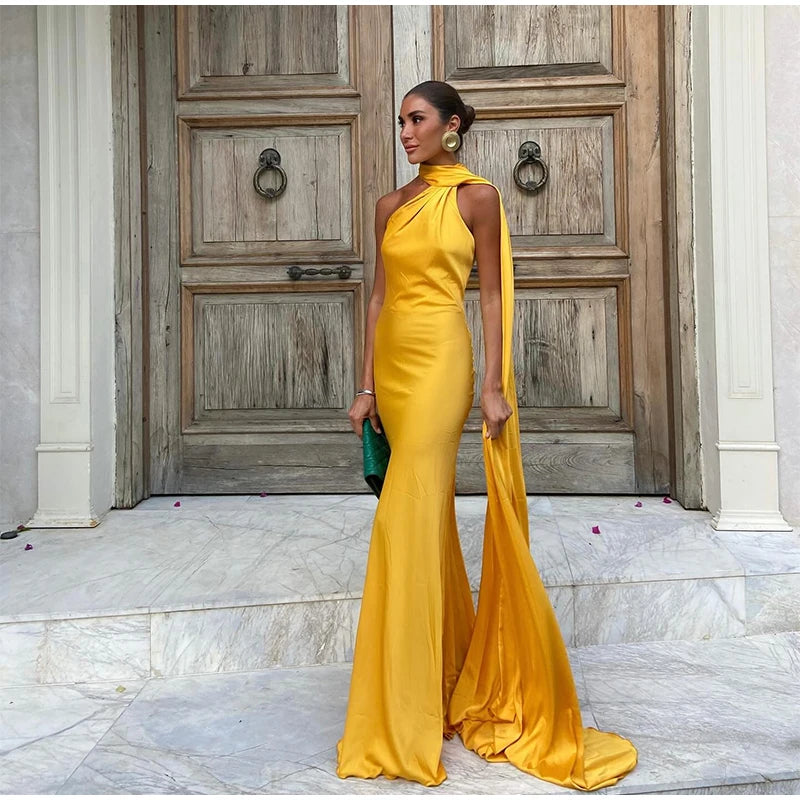 Zela Milano™ | Elegant Satin Ribbon Maxi Dress