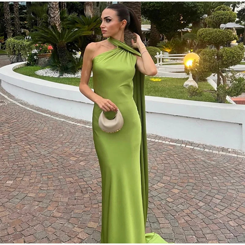 Zela Milano™ | Elegant Satin Ribbon Maxi Dress