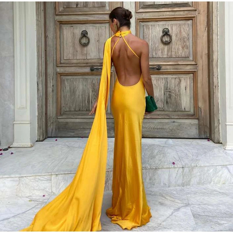 Zela Milano™ | Elegant Satin Ribbon Maxi Dress
