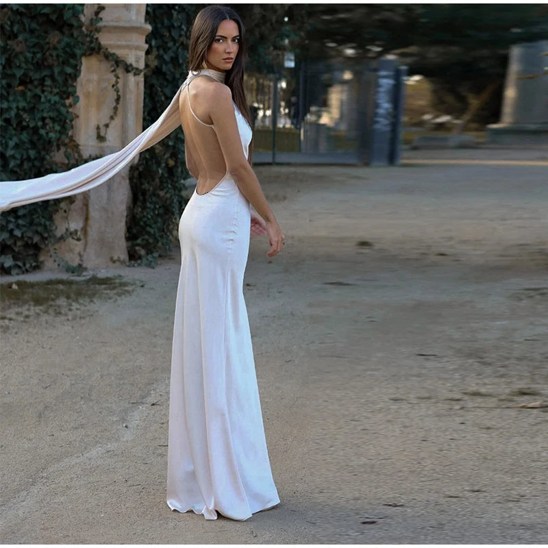 Zela Milano™ | Elegant Satin Ribbon Maxi Dress