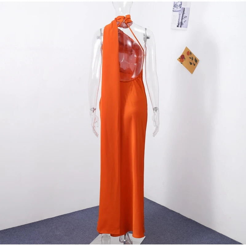 Zela Milano™ | Elegant Satin Ribbon Maxi Dress
