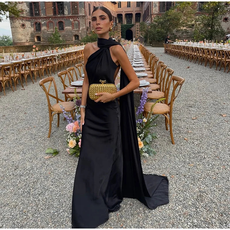 Zela Milano™ | Elegant Satin Ribbon Maxi Dress
