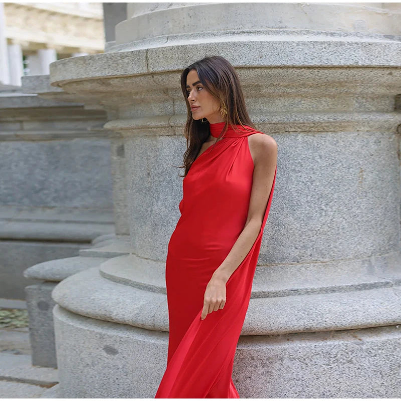 Zela Milano™ | Elegant Satin Ribbon Maxi Dress