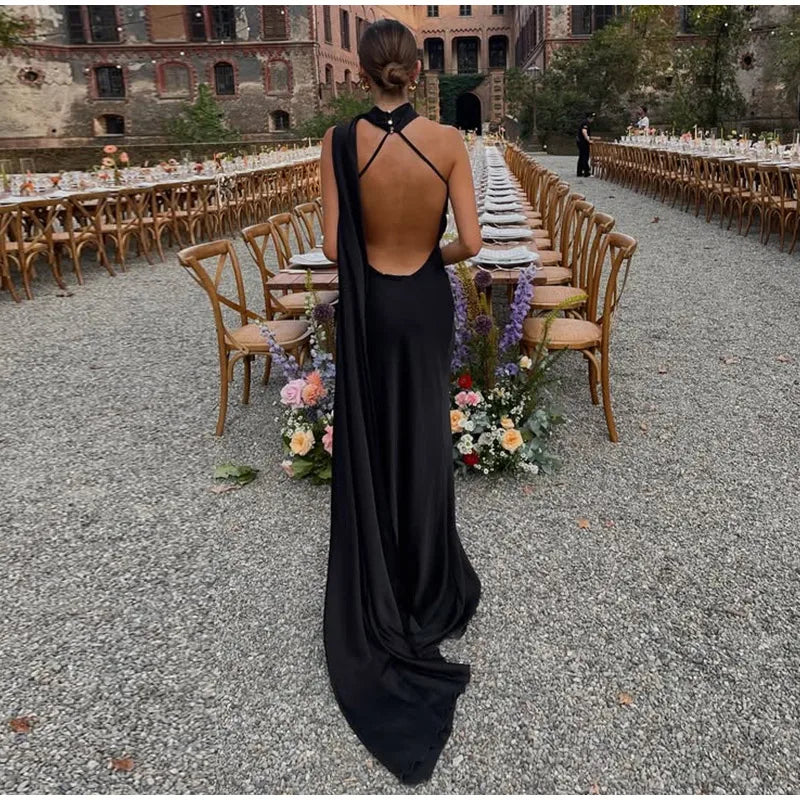 Zela Milano™ | Elegant Satin Ribbon Maxi Dress