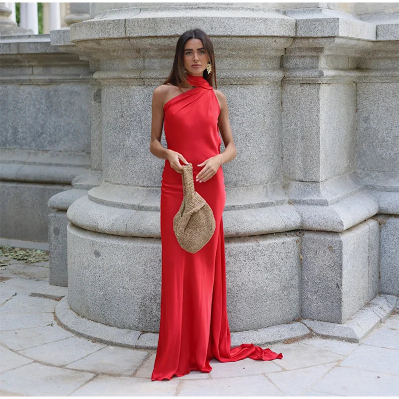 Zela Milano™ | Elegant Satin Ribbon Maxi Dress