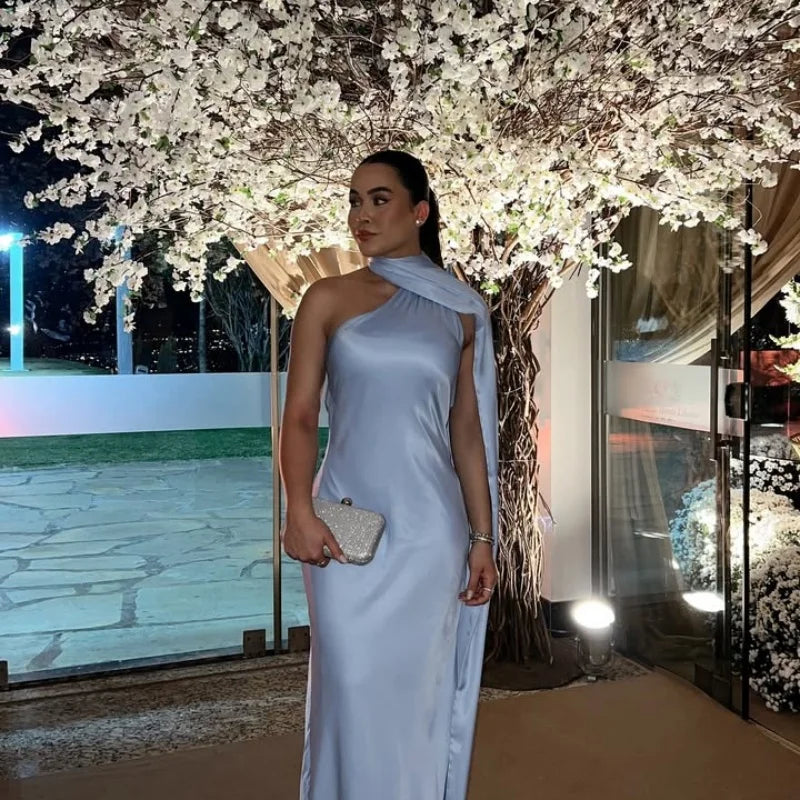 Zela Milano™ | Elegant Satin Ribbon Maxi Dress