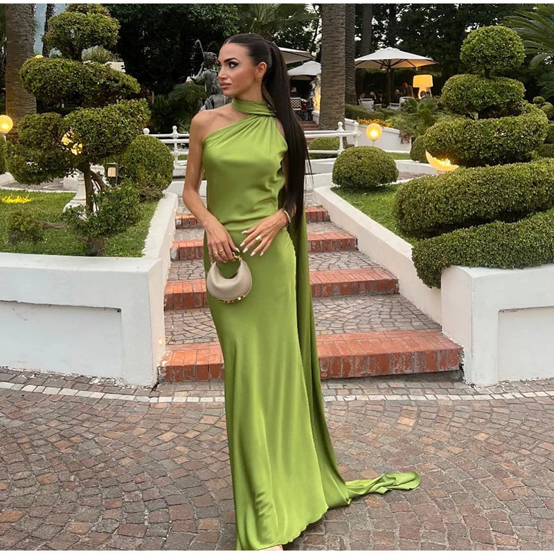 Zela Milano™ | Elegant Satin Ribbon Maxi Dress