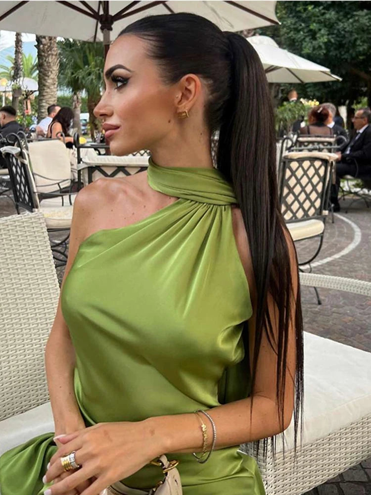 Zela Milano™ | Elegant Satin Ribbon Maxi Dress