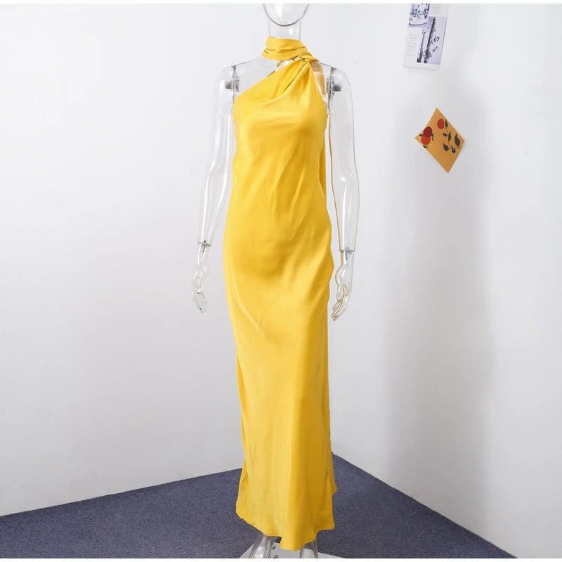 Zela Milano™ | Elegant Satin Ribbon Maxi Dress