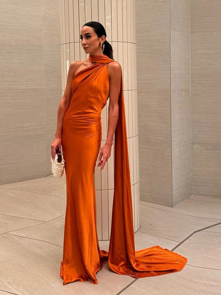 Zela Milano™ | Elegant Satin Ribbon Maxi Dress