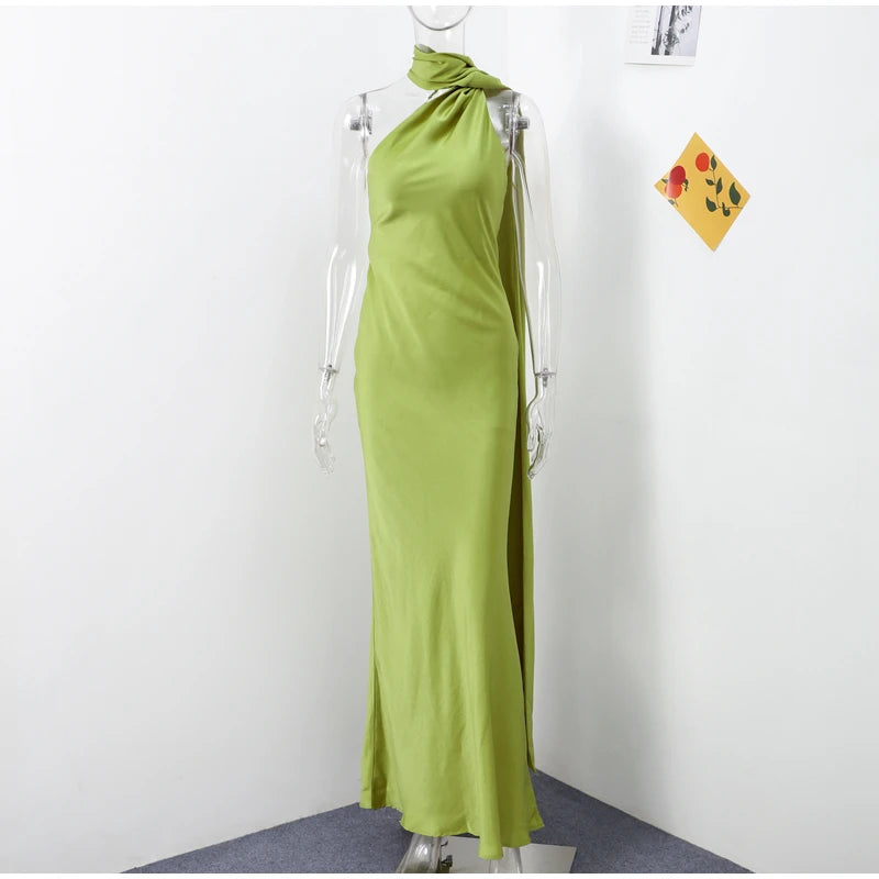 Zela Milano™ | Elegant Satin Ribbon Maxi Dress