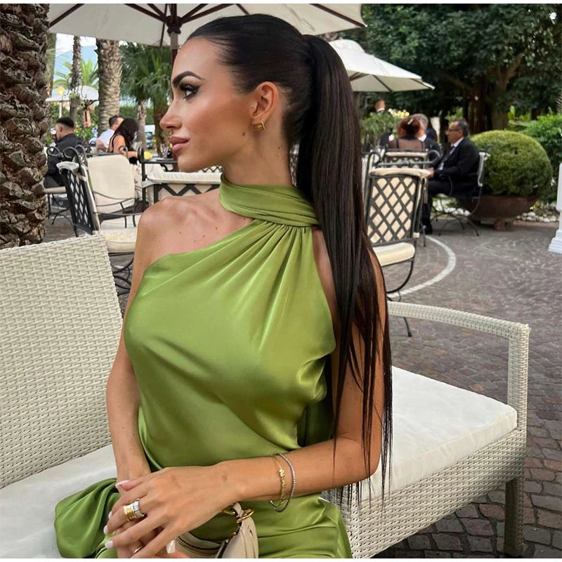 Zela Milano™ | Elegant Satin Ribbon Maxi Dress