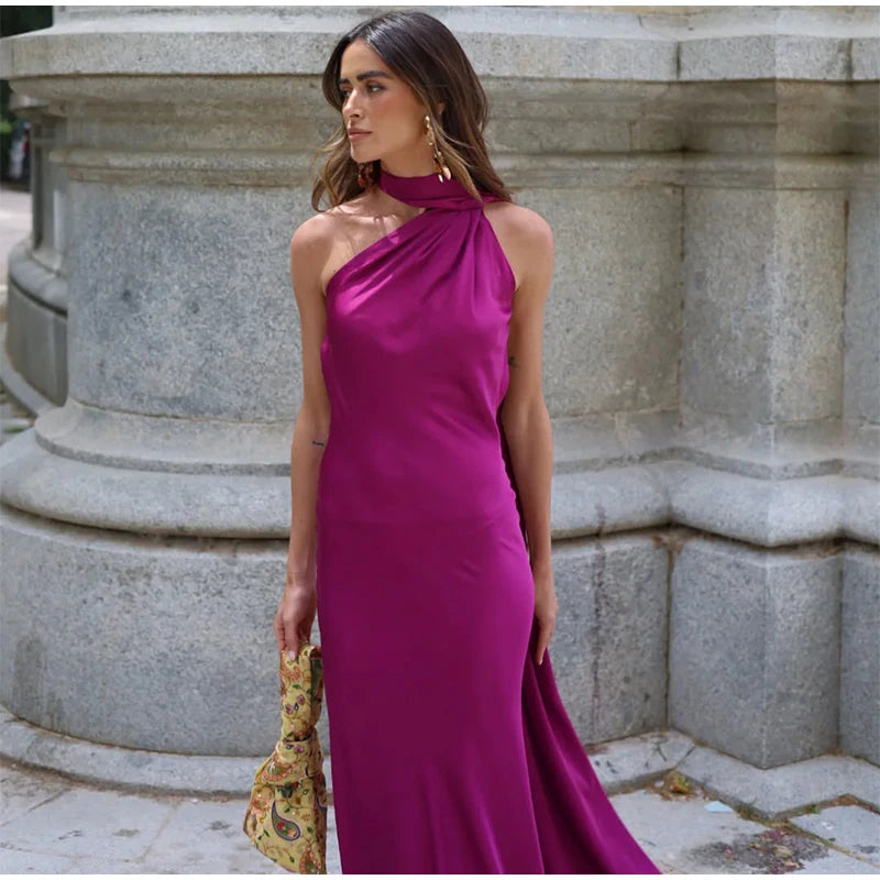 Zela Milano™ | Elegant Satin Ribbon Maxi Dress
