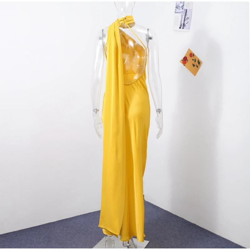 Zela Milano™ | Elegant Satin Ribbon Maxi Dress