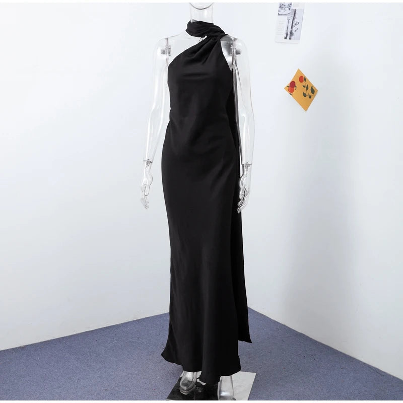 Zela Milano™ | Elegant Satin Ribbon Maxi Dress