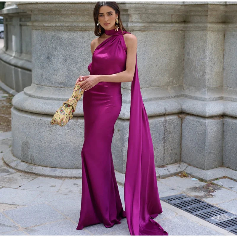 Zela Milano™ | Elegant Satin Ribbon Maxi Dress