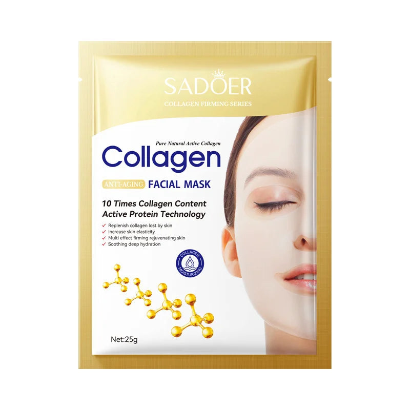 10pcs Korean Collagen Anti Wrinkle Facial Mask  Fade Fine Lines Anti Aging Firm Skin Moisturizing Brightening Skincare Mask