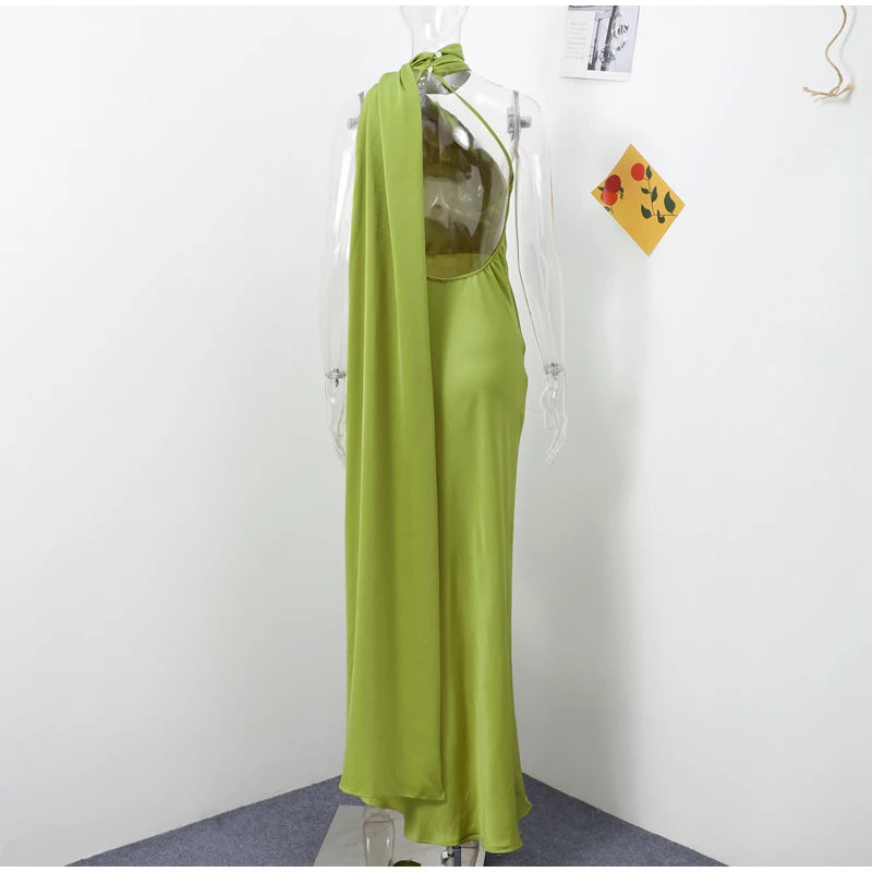 Zela Milano™ | Elegant Satin Ribbon Maxi Dress