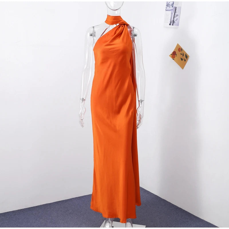 Zela Milano™ | Elegant Satin Ribbon Maxi Dress