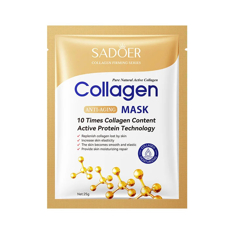 10pcs Korean Collagen Anti Wrinkle Facial Mask  Fade Fine Lines Anti Aging Firm Skin Moisturizing Brightening Skincare Mask