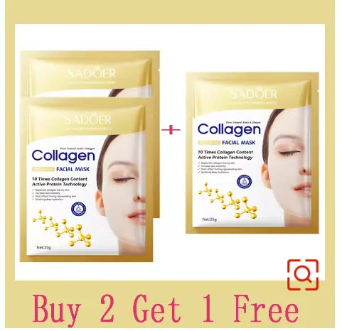 10pcs Korean Collagen Anti Wrinkle Facial Mask  Fade Fine Lines Anti Aging Firm Skin Moisturizing Brightening Skincare Mask